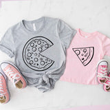 Pizza And Pizza Slice T-Shirt, Mom and Baby Shirts, Mommy and Me Tees, Pizza Shirt