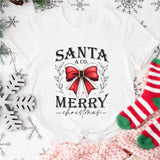 Santa Merry Shirt, Retro Christmas Santa University T-Shirt, Christmas Bow Shirt