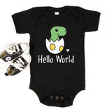 Hello World Bodysuit, Baby Dinosaur Onesie, Dino Baby Shirt, Newborn Baby Dino Tees