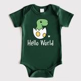 Hello World Bodysuit, Baby Dinosaur Onesie, Dino Baby Shirt, Newborn Baby Dino Tees