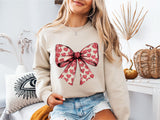 Valentine Day Heart Coquette Bow Shirt, Retro Valentine Day Bow Sweatshirt, Heart Bow Shirt