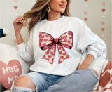 Valentine Day Heart Coquette Bow Shirt, Retro Valentine Day Bow Sweatshirt, Heart Bow Shirt