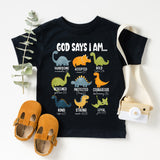 God says I am Dinosaur Shirt, Kids Religious Tee