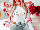 Love Christmas Lights Sweatshirt, Christmas Party Shirt, Cute X-mas Love Tee