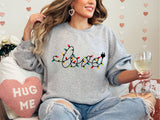 Love Christmas Lights Sweatshirt, Christmas Party Shirt, Cute X-mas Love Tee