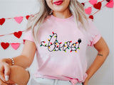 Love Christmas Lights Sweatshirt, Christmas Party Shirt, Cute X-mas Love Tee