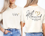 Custom Just Married T-Shirt, Wifey And Hubby Shirt, Wedding Party Tee