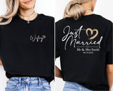 Custom Just Married T-Shirt, Wifey And Hubby Shirt, Wedding Party Tee