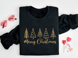 Glitter Merry Christmas Christmas Trees Sweatshirt, Christmas Tree Shirt, Christmas Party Tee