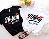 Wifey And Hubby Est 2024 Shirt, Wedding Party Tee, Honeymoon Sweatshirt