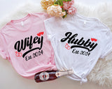 Wifey And Hubby Est 2024 Shirt, Wedding Party Tee, Honeymoon Sweatshirt