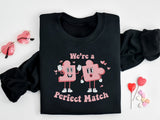 We're A Perfect Match Sweatshirt, Retro Lover Sweatshirt, Valentine's Day Shirt