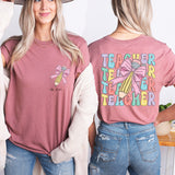 Teacher Pencil Coquette Bow Shirt, Teacher Name T-Shirt