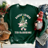 Rockin Around the Classroom Sweatshirt, Teacher Christmas T-Shirt, Retro Xmas Tee