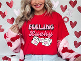 Feeling Lucky Valentine Shirt, Retro Valentine Dice Shirt, Girlfriend Sweatshirt