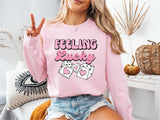 Feeling Lucky Valentine Shirt, Retro Valentine Dice Shirt, Girlfriend Sweatshirt