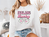 Feeling Lucky Valentine Shirt, Retro Valentine Dice Shirt, Girlfriend Sweatshirt