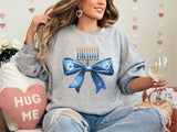 Hanukkah Bow Jewish Shirt, Jewish Hanukkah Tee, Coquette Hanukkah Tee