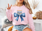 Hanukkah Bow Jewish Shirt, Jewish Hanukkah Tee, Coquette Hanukkah Tee