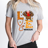 Love Nurse Life Thanksgiving Shirt, Thankful Nurse Tee