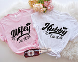 Hubby Wifey Shirts, Just Married T-Shirt, Mr and Mrs T-Shirt, Engagement Shirt