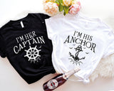 I'm Her Captain I'm His Anchor Shirt, Couples Matching Shirts, Couples Sailing Shirts