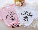 I'm Her Captain I'm His Anchor Shirt, Couples Matching Shirts, Couples Sailing Shirts