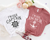 I'm Her Captain I'm His Anchor Shirt, Couples Matching Shirts, Couples Sailing Shirts