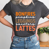 Bonfires Pumpkins Leggings Sweater Lattes Shirt