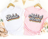 Retro Bride Shirt, Bachelorette Party T-Shirt, Beach Wedding Party Tee, Bridal Shower Shirt