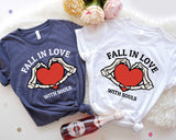 Fall In Love With Souls Shirt, Fall Heart Shirt , Halloween Couple Shirt