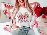 Valentine's Day Heart Coquette Bow Shirt, Retro Valentine Love Bow Tee