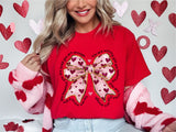 Valentine's Day Heart Coquette Bow Shirt, Retro Valentine Love Bow Tee
