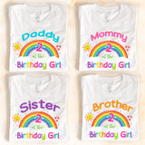 Rainbow Birthday Girl Family T-Shirt, Birthday Party Shirt