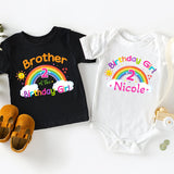 Rainbow Birthday Girl Family T-Shirt, Birthday Party Shirt