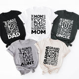 Family Matching Tees, Daddy Auntie Uncle Grammy Shirts