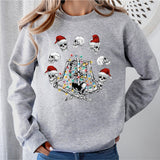 Skeleton Namaste Christmas Sweatshirt, Skeleton Yoga T-shirt, Christmas Lights Tshirt