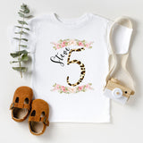 Floral Custom Birthday Girl Shirt, Name and Age Birthday Party Shirts