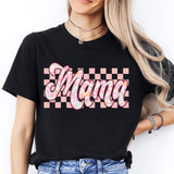 Checkered Floral Mama T-Shirt, Retro Mama Shirt