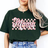 Checkered Floral Mama T-Shirt, Retro Mama Shirt