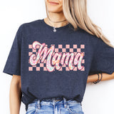 Checkered Floral Mama T-Shirt, Retro Mama Shirt