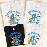 Dino Birthday Party Family Shirts, Kids Birthday Tees