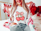 Love You Cherry Much T-Shirt, Valentine's Day Heart Coquette Bow Shirt