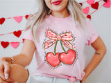 Love You Cherry Much T-Shirt, Valentine's Day Heart Coquette Bow Shirt