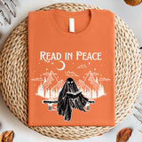 Read in Peace Shirt, Skeleton Reading Book T-Shirt