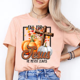 Fall For Jesus He Never Leaves T-Shirt, Fall Season Shirt