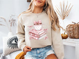 Books Valentine's Day Sweatshirt, Books And Coffee Valentine T-Shirt, Coquette Bow Shirt