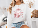 Books Valentine's Day Sweatshirt, Books And Coffee Valentine T-Shirt, Coquette Bow Shirt