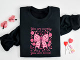 You Are Worthy You Are Loved Shirt, Valentine's Day Heart Coquette Bow Shirt