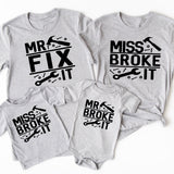 Mr Fix It And Little Miss Broke It Shirts, Daddy and Me Shirt